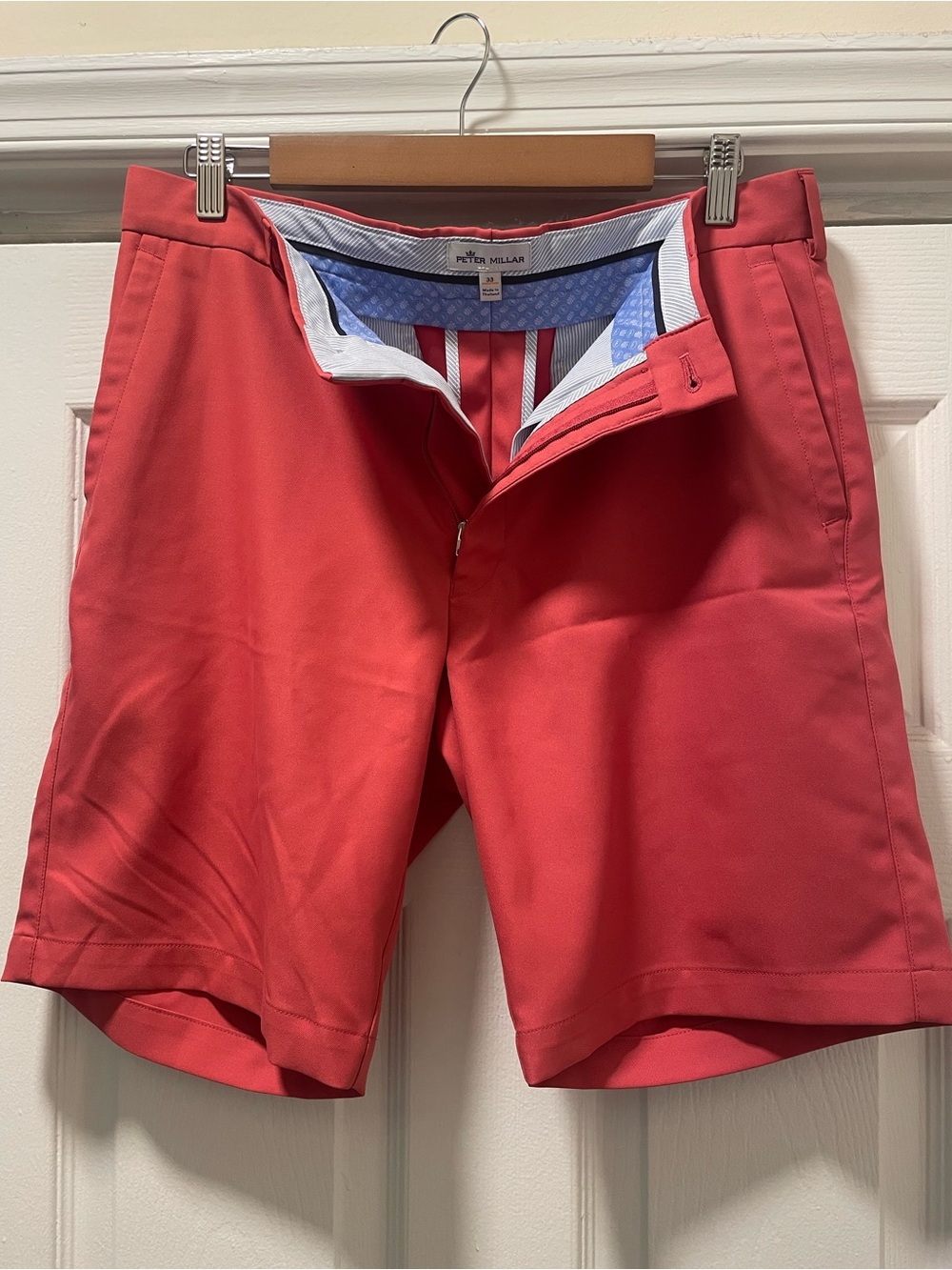 Peter Millar Men’s Salem Performance Golf Shorts, Cape Red, 9 inch inseam